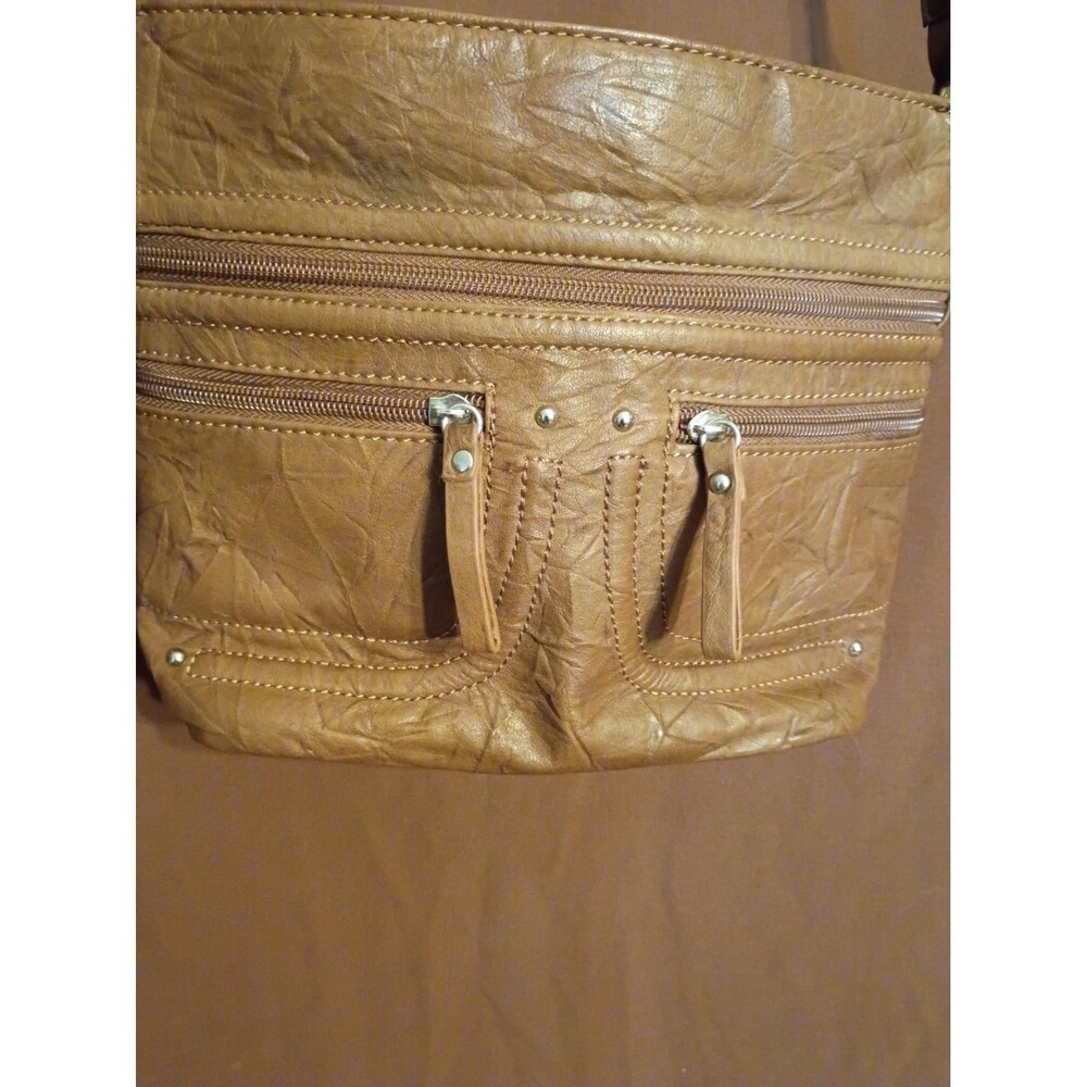 Stone and Company Brown Hobo Crinkle Leather Cross Body Purse